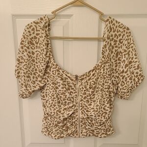 Kittenish Tan Leopard Print Blouse